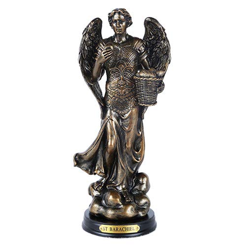 Pacific Trading Giftware St. Barachiel Archangel Blessings from God Figurine 8 Inch Tall Wooden Base with Brass Name Plate