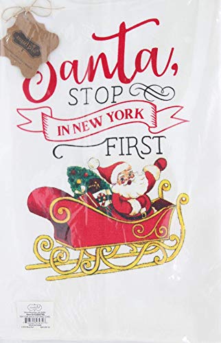 Mud Pie Santa Stop in New York First Christmas Towel, Cotton