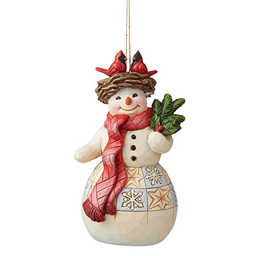 Enesco Jim Shore Heartwood Creek Snowman with Cardinal Nest Hanging Ornament