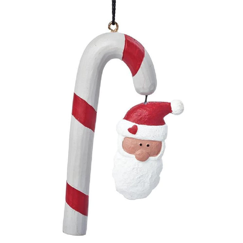 Blossom Bucket Candy Cane with Santa Christmas Ornament