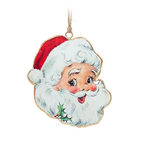 Abbott Collection  37-IMPRINT-039 Retro Santa Head Ornament, Red