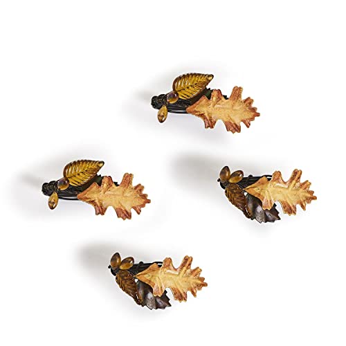 Two's Company Autumn Leaf Hand-Crafted Napkin Ring, Set of 4