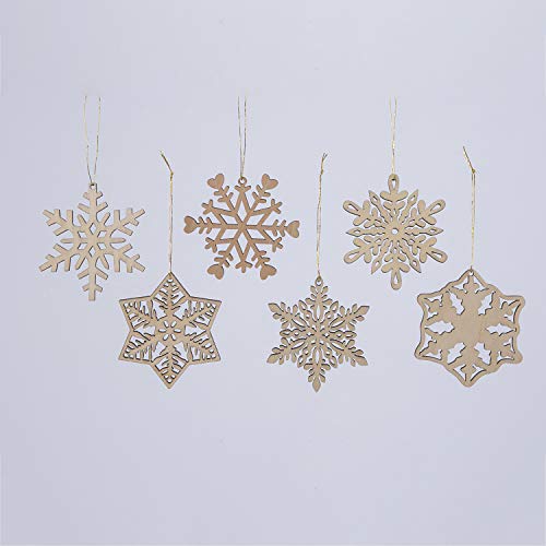 Gerson 2493700 Laser Cut Wood Snowflakes in Wood Crate, 7.5" H