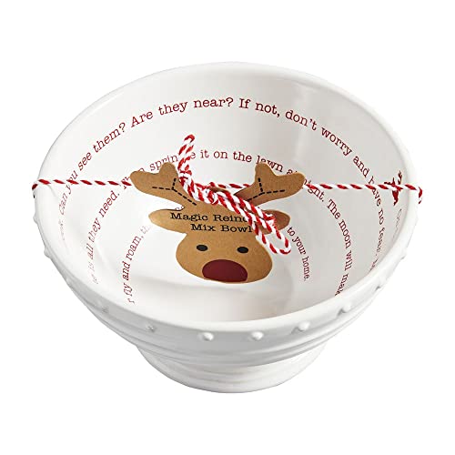 Mud Pie Magic Reindeer Mix Bowl, White, 6 1/2-inch Diameter