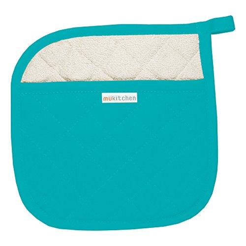 MUkitchen 100% Quilted Cotton Pot Holder, Aquamarine