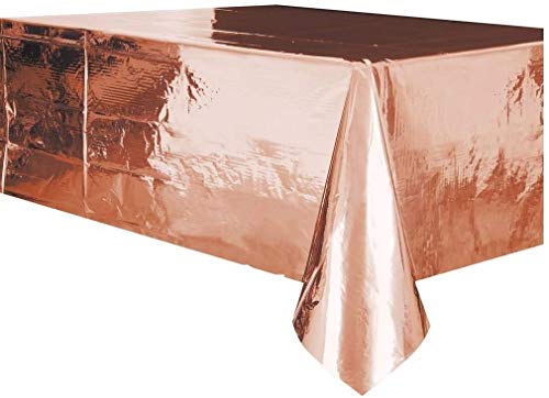Unique Industries Unique Rose Gold Plastic Table Cover, 54" x 108"