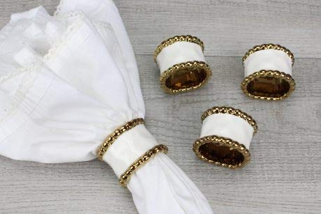 Pampa Bay Porcelain Golden Salerno Napkin Ring - Set of 4