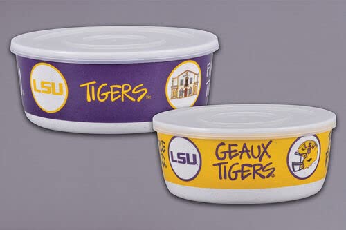 Magnolia Lane LSU Tigers Football Bowl Container with Lid, Set of 2, Kitchen Accessories