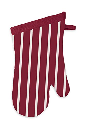 M√úkitchen 100% Cotton Terry-Lined Pinstripe Oven Mitt, 13-Inch, Cabernet