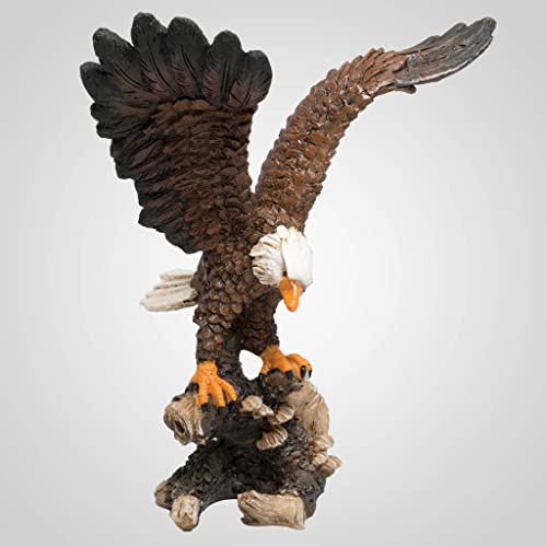 Lipco Polystone Eagle Landing on Branch Figurine, 6-inch Height, Tabletop Decoration