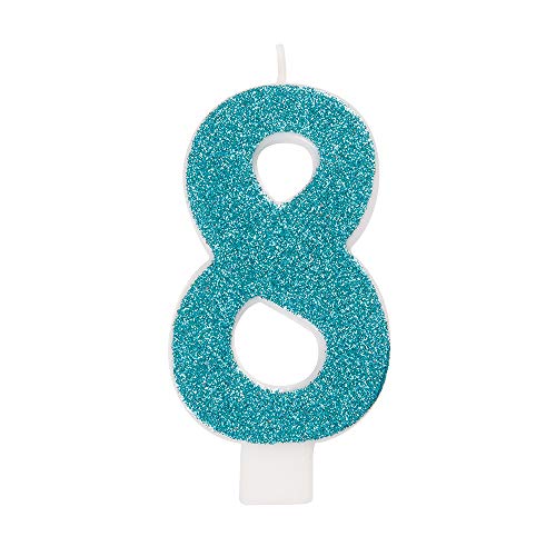 Unique Industries Glitter Number 8 Birthday Candle - Assorted Colors, 1ct