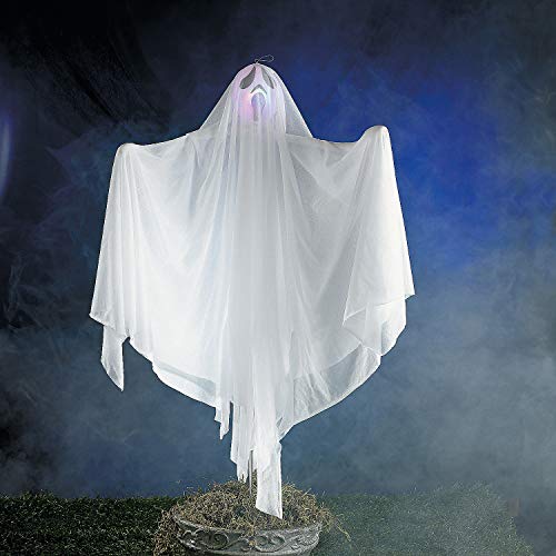 Fun Express Halloween Ghost Yard Stake with Light Up Flashing Lights - Outdoor Haunted House Decorations