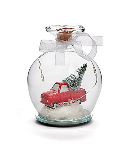 Giftcraft 684067 Christmas LED Globe Red Truck, 4.13-inch Height, Glass and Resin