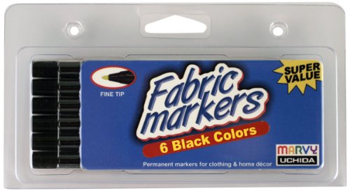 Uchida 510-6F Marvy Fine Tip Black Color Fabric Marker Set