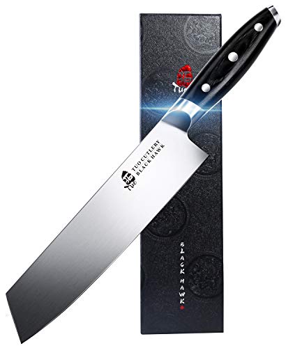 TUO Cutlery Kiritsuke Knife - 8.5 inch Kiritsuke Chef Knife - Japanese Vegetable Meat Knife - German HC Steel - Full Tang Pakkawood Handle - BLACK HAWK SERIES with Gift Box