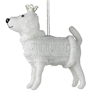 HomArt White Dog with Crown Ornament, 4-inch Height, Felt