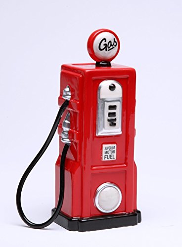 StealStreet SS-CG-62519, 6.25 Inch Ceramic Painted Red Old Fashion Gas Pump Money Piggy Bank