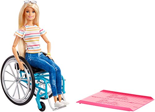 Mattel Barbie Fashionistas Doll, Blonde with Rolling Wheelchair and Ramp, for 3 to 8 Year Olds