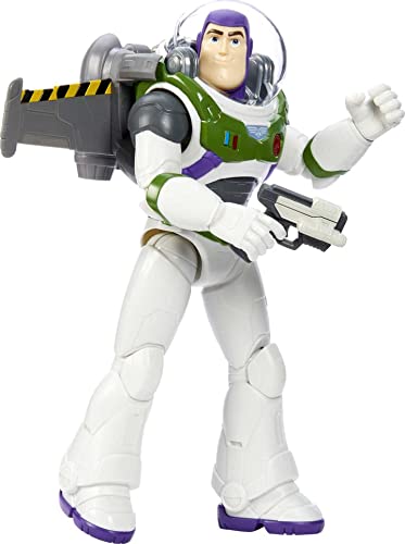 Mattel Disney Pixar Lightyear Space Ranger Gear Alpha Buzz, 12 Inch Scale Figure & Jetpack & Blaster, Authentic Detail, 14 Posable Joints, 4 Years & Up