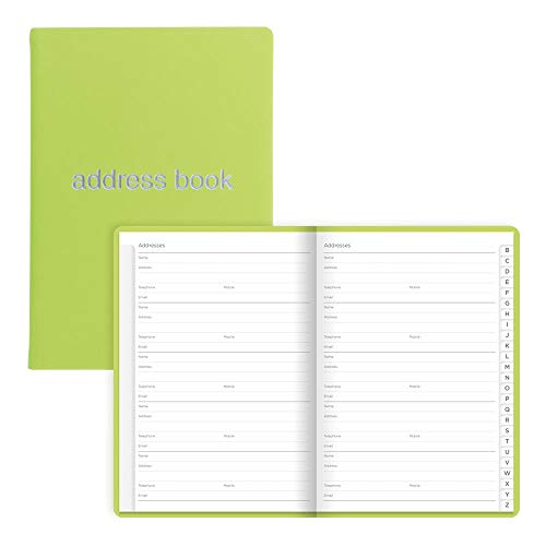 Rediform Letts Dazzle A5 Address Book, White Paper, 192 Pages, 8.25 x 5.75 x 0.375 Inches, Pear (B090048)