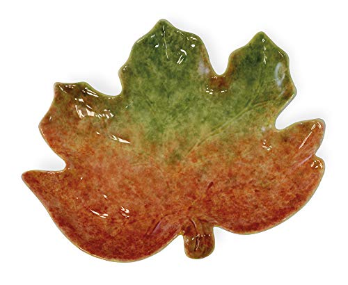 Boston International Pumpkin Harvest Ceramic Serveware, 14.5 x 12-Inches, Leaf-Shaped Serving Plate