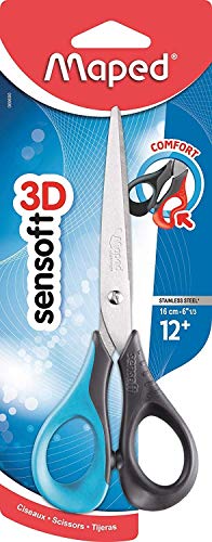 Maped Sensoft Scissors with Flexible Handles, Kids, 6.33 Inch, Pointed Tip, Right Handed (69600)