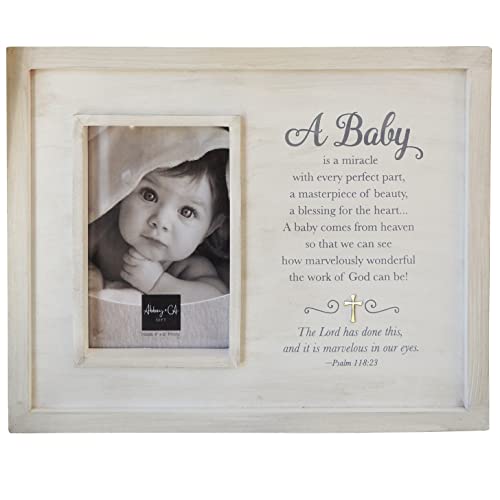 Cathedral Art Original Equipment Manufacture Abbey & CA Gift Baby is A Miracle Frame W/Silver Cross, W/Easel & Hanger, One Size, Multi