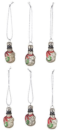 Primitives By Kathy Vintage Style Mini Glass Snowmen Ornaments - 2 inches tall - Set of 6