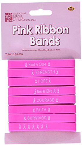 Beistle Ribbon Bands, One Size, Pink/White