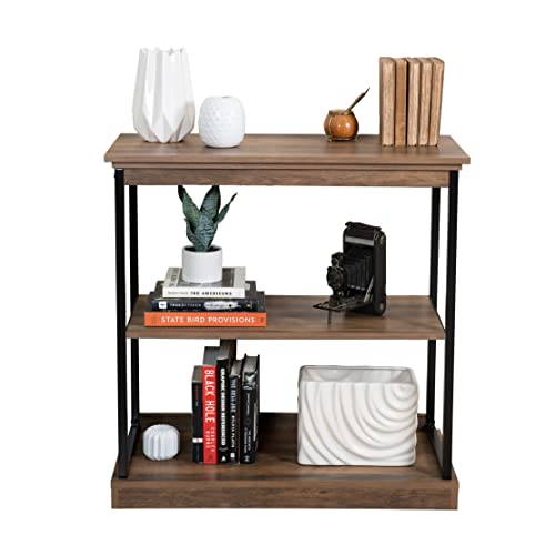 Danya B. Oslo Contemporary Industrial Horizontal 3-Tier Etagere Bookshelf ‚Äö√Ñ√¨ Standing Open 3-Shelf Bookcase Unit ‚Äö√Ñ√¨ Black Iron Metal & Maple Finish