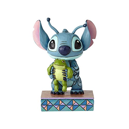 Enesco 4059741 Disney Traditions by Jim Shore Lilo and Stitch Stich and Frog Stone Resin, 4 Figurine, 4 Inches, Multicolor