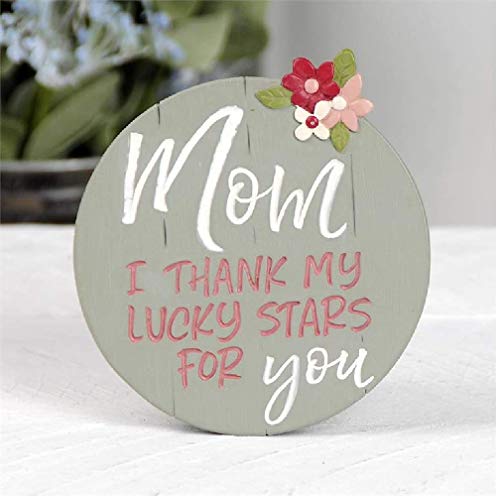 Blossom Bucket 201-12073 Thank My Lucky Stars Mom Plaque with Easel, 3.5-inch Diameter