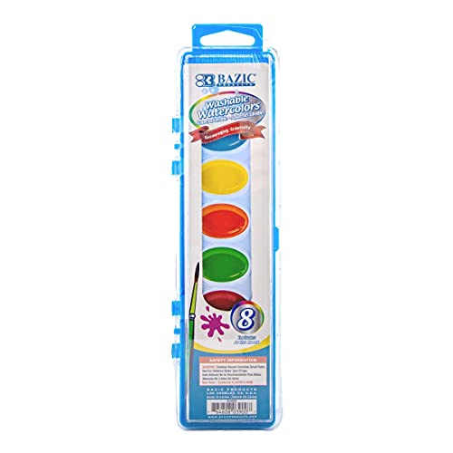 Bazic Products 3900 Semi Moist Watercolor with Brush - 8 Count