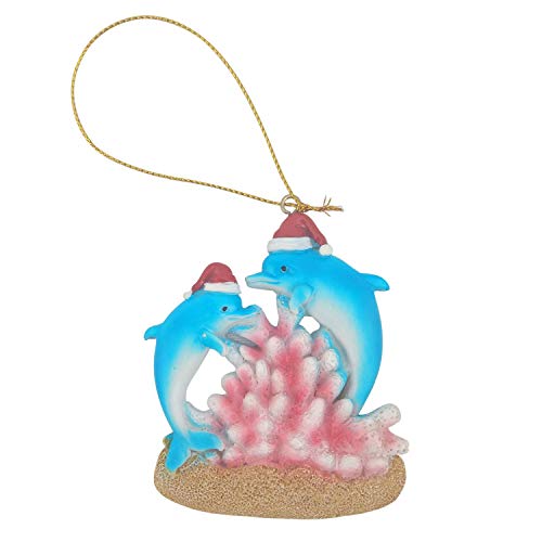 Beachcombers 3.15-inch Resin Double Dolphins Hanging Ornament