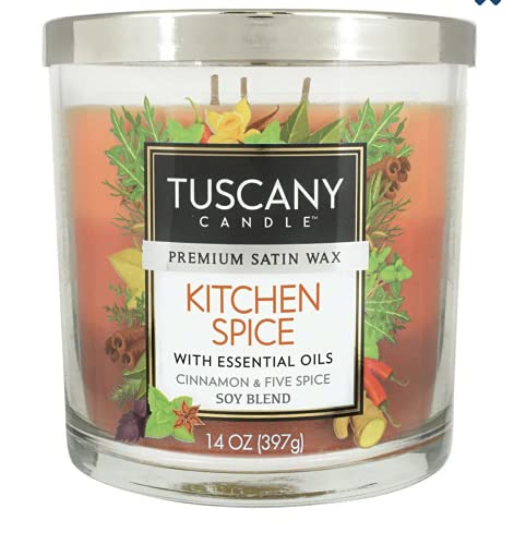 Empire Candle Tuscany Candle Kitchen Spice Premium Satin Wax Candle 14oz, 6IVA