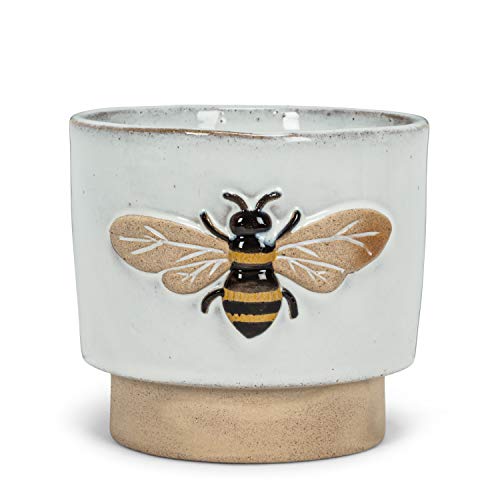 Abbott Collection  27-CRITTER-844-LG Large Single Emboss Bee Planter, White