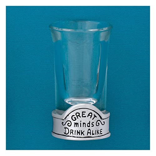 Basic Spirit Great Minds Pewter Shot Glass for Ocean Sea Beach Lover Home Bar, Stocking Stuffer, Party Favor or Gift