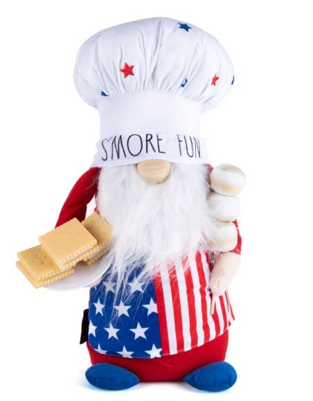 DesignStyles Rae Dunn Fourth of July Gnome - July 4th Decor for Home - Patriotic Memorial Day Farmhouse Kitchen Decoration - Stuffed Gnome Plush Shelf Figurines - Gnome Decor and Gnome Gifts - S&