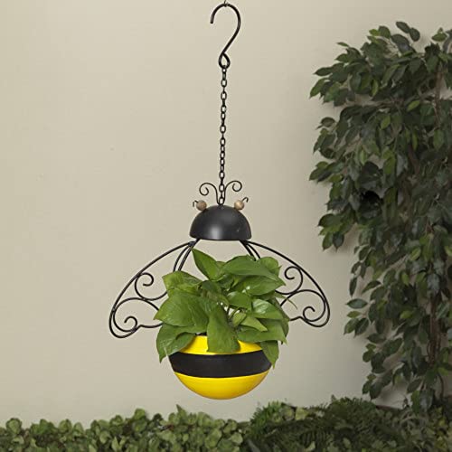 Gerson International Bee Design Wall Hanging Planter, Metal, 12.2-inch Height