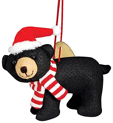 Cape Shore Christmas Fabric Ornament, Bear with Santa Hat, Holiday Tree Decoration, Home Collection