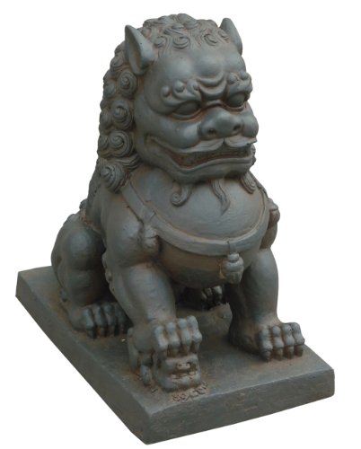 Hi Line Gift Ltd Foo Dog-Right Paw on Cub Statues, Clay Fibre Brown