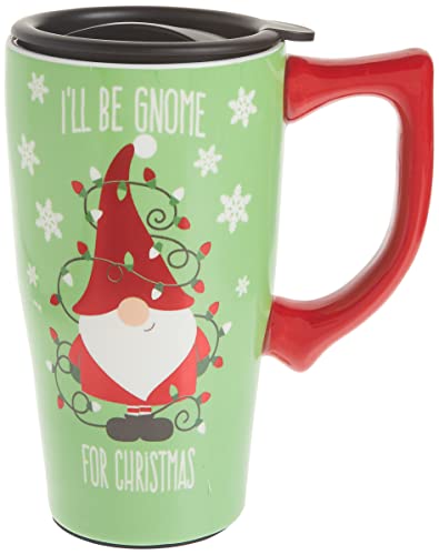 Spoontiques 12570 Christmas Gnome Travel Mug, 18 oz. Ceramic