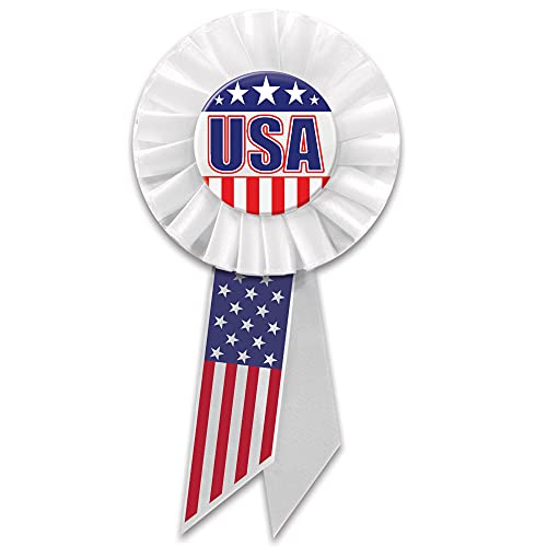 Beistle RS517 USA Patriotic Award Fabric Rosette, Multicolor