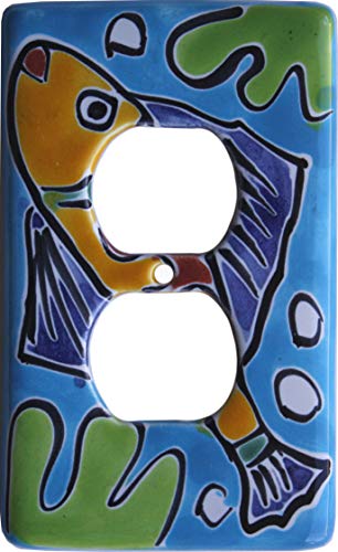 Fine Craft Imports Aqua Fish Talavera Ceramic Switch Outlet