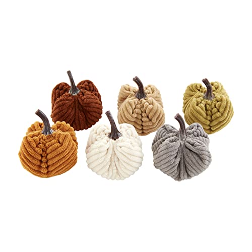 Mud Pie Corduroy Mini Pumpkin Vase Filler Set, 2" x 2 1/2" Dia, Multi