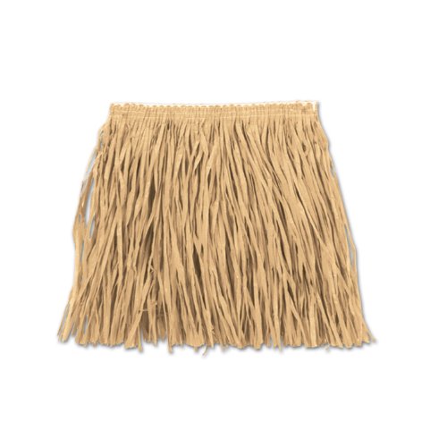 Beistle Child Sized Mini Raffia Hula Skirt Luau Party Supplies Halloween Costume Accessory, Kids, Natural
