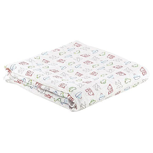 Creative Brands Stephan Baby Cotton + Viscose Swaddle Blanket, 45" x 45", Trains, Boats and Cars