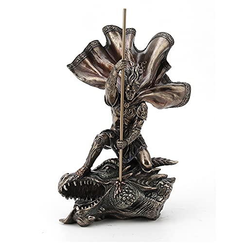 Unicorn Studio Veronese Design 11 3/8 Inch Tall The Dragon Slayer Fantasy Statue Cold Cast Bronzed Resin Home Decor Collectible