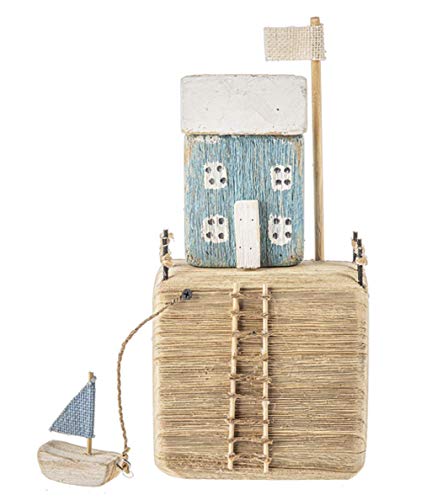 Ganz ME178817 Beach House Tabletop Decor, 13-inch Height, Wood and Jute