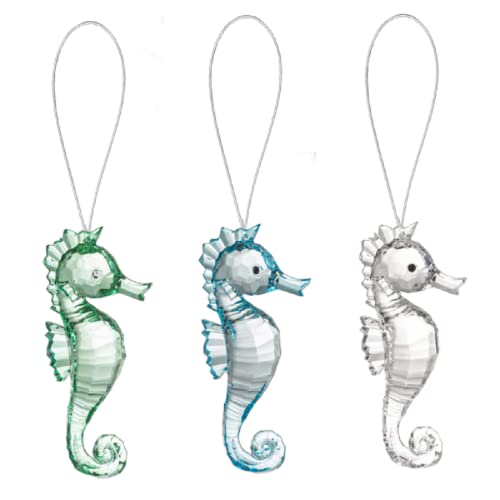 Ganz ACRY-878 Sparkle Seahorse Ornaments, Set of 12, Acrylic, Mulicolor